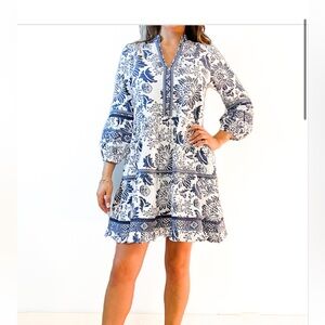 La Plage Alison Chambray Blue and White Mini Dress